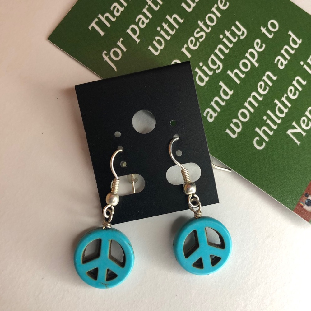 Turquoise Peace Sign Earrings